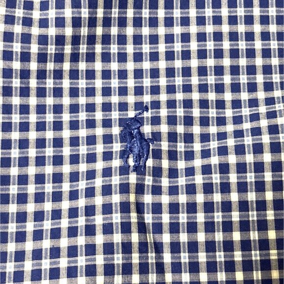 Ralph Lauren Mens Blue Gingham Check Button-Down Shirt XL Cotton Classic Fit - Picture 3 of 6